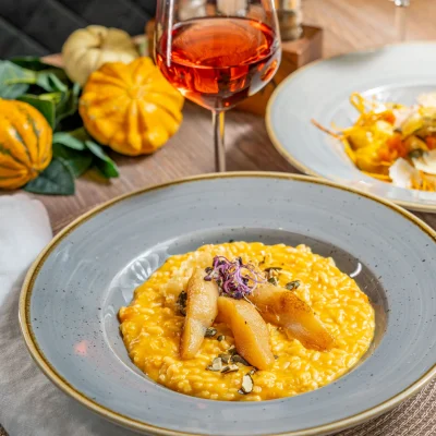 séf_ajánlat_Sütőtök risotto , karamellizált körte (1)